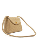 Chanel Half Moon Flap Bag Beige Quilted Lambskin 24K Gold-Hardware