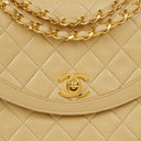 Chanel Half-Moon Flap Bag Beige Quilted Lambskin 24K Gold-Plated Hardware