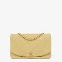Chanel Half-Moon Flap Bag Beige Quilted Lambskin 24K Gold-Plated Hardware