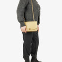 Chanel Half-Moon Flap Bag Beige Quilted Lambskin 24K Gold-Plated Hardware