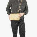 Chanel Half-Moon Flap Bag Beige Quilted Lambskin 24K Gold-Plated Hardware