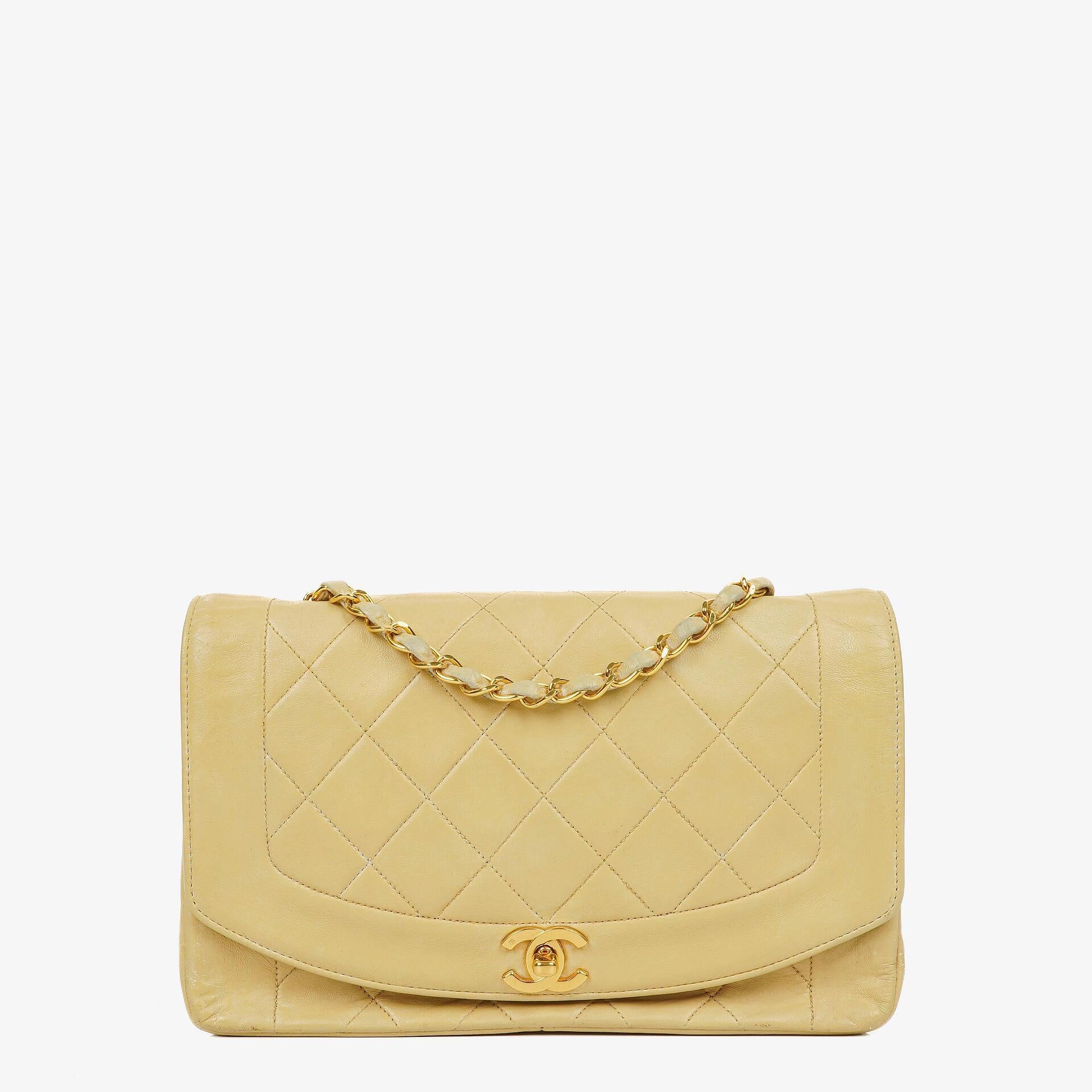 Chanel Half-Moon Flap Bag Beige Quilted Lambskin 24K Gold-Plated Hardware