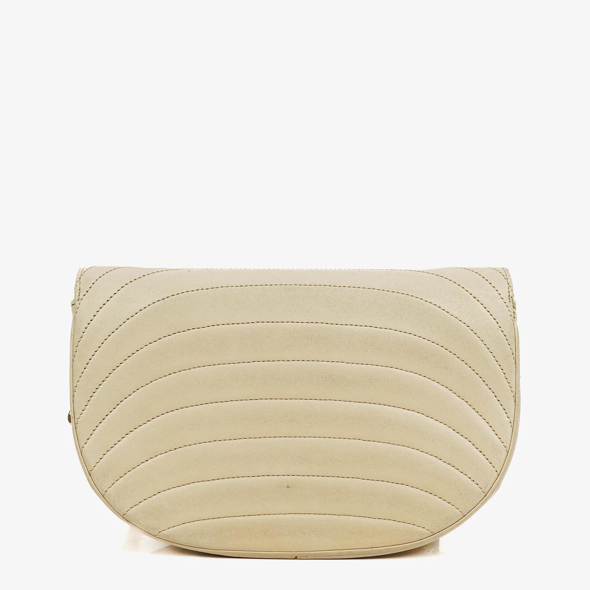 Chanel Half-Moon Flap Bag In Beige Quilted Lambskin