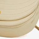 Chanel Half-Moon Flap Bag In Beige Quilted Lambskin