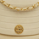 Chanel Half-Moon Flap Bag In Beige Quilted Lambskin