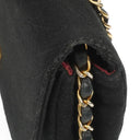 Sac à rabat demi-lune Chanel en jersey matelassé noir avec ferrures plaquées or 24K