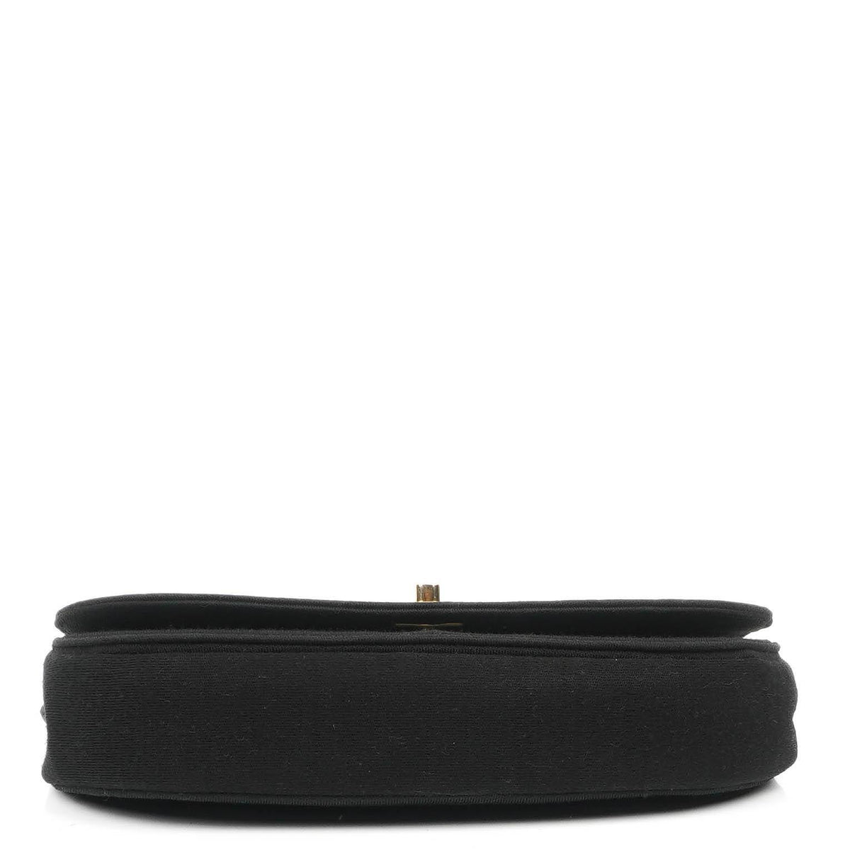 Chanel Half-Moon Flap Bag In Black Quilted Jersey And 24K Gold-Plated Hardware