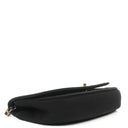 Sac à rabat demi-lune Chanel en jersey matelassé noir avec ferrures plaquées or 24K
