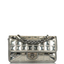 Chanel Large Ice Cube Flap Bag Mirrored Vinyl And Silver Metallic Leather With Silver-Tone Hardware