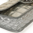 Chanel Large Ice Cube Flap Bag Mirrored Vinyl And Silver Metallic Leather With Silver-Tone Hardware