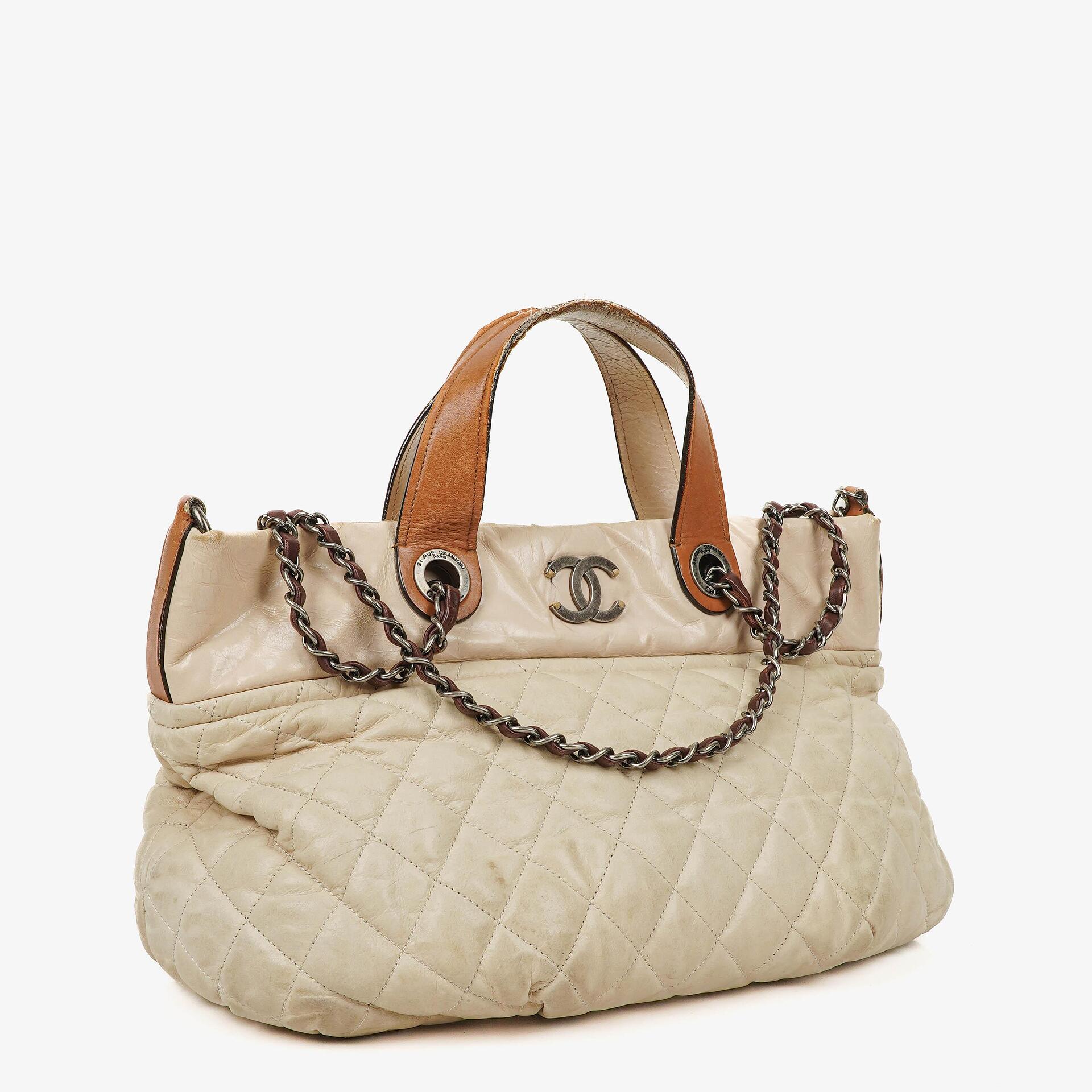 Chanel In The Mix Leather Large Tote Beige