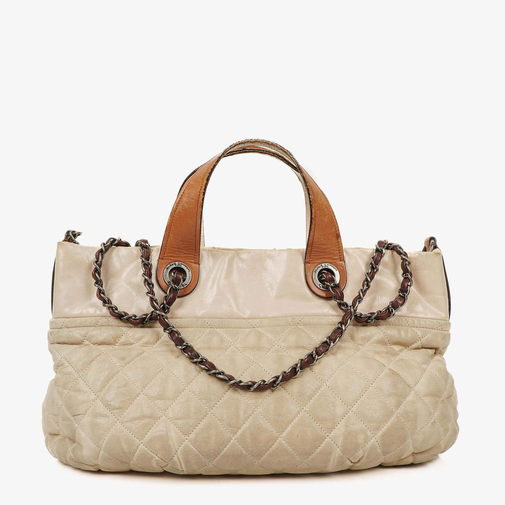 Chanel In The Mix Leather Large Tote Beige