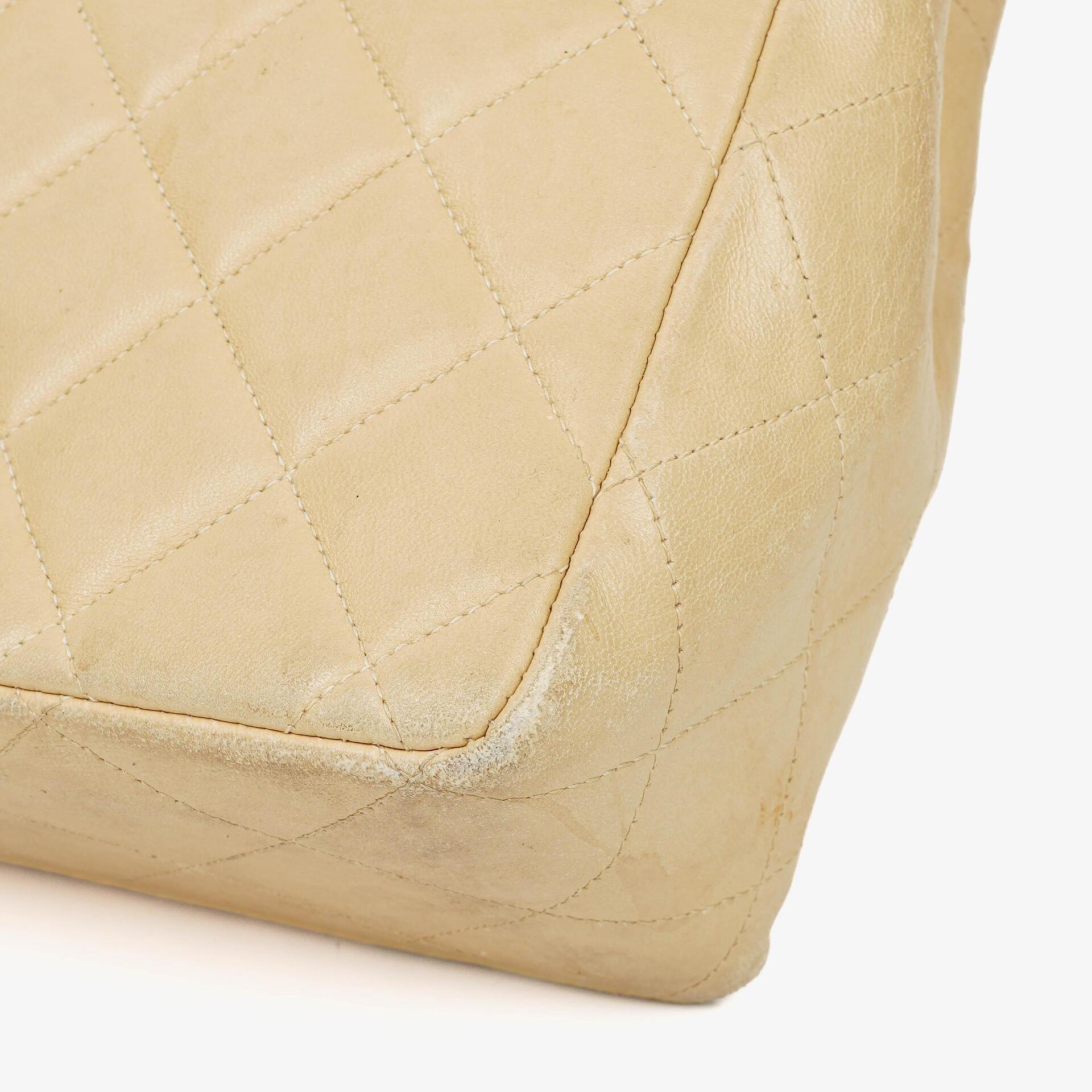 Chanel Jumbo CC Classic Single Flap Bag Beige Quilted Lambskin 24K Gold-Plated Hardware