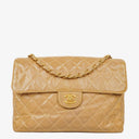Chanel Jumbo CC Classic Single Flap Bag Beige Quilted Patent Leather 24K Gold-Plated Hardware