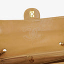 Chanel Jumbo CC Classic Single Flap Bag Beige Quilted Patent Leather 24K Gold-Plated Hardware