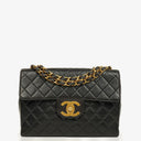 Chanel Jumbo CC Classic Single Flap Bag Black Quilted Lambskin 24K Gold-Plated Hardware