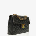 Chanel Jumbo CC Classic Single Flap Bag Black Quilted Lambskin 24K Gold-Plated Hardware