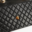 Chanel Jumbo CC Classic Single Flap Maxi Logo Bag Black Quilted Lambskin 24K Gold-Plated Hardware
