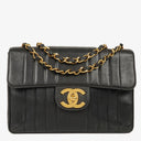 Chanel Jumbo CC Vertical Black Quilted Lamabskin Flap Bag 24K Gold-Plated Hardware