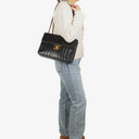 Chanel Jumbo CC Vertical Black Quilted Lamabskin Flap Bag 24K Gold-Plated Hardware