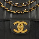 Chanel Jumbo CC Vertical Black Quilted Lamabskin Flap Bag 24K Gold-Plated Hardware