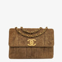 Chanel Jumbo CC Vertical Quilted Suede Flap Bag 24K Gold-Plated Hardware