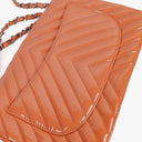 Chanel Jumbo Classic Single Flap Bag Chevron Patent Quilted Leather With Silver-Tone Hardware