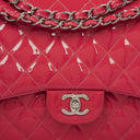Chanel Jumbo Clasic Double Flap Patent Quilted Leather With Silver-tone Hardware