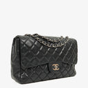 Chanel Jumbo Classic Black Quilted Leather Single Flap Bag With Silver - Tone Hardware