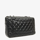 Chanel Jumbo Classic Black Quilted Leather Single Flap Bag With Silver - Tone Hardware