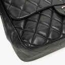 Chanel Jumbo Classic Black Quilted Leather Single Flap Bag With Silver - Tone Hardware