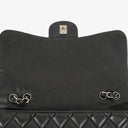 Chanel Jumbo Classic Black Quilted Leather Single Flap Bag With Silver - Tone Hardware