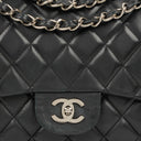 Chanel Jumbo Classic Black Quilted Leather Single Flap Bag With Silver - Tone Hardware