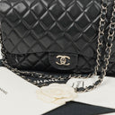Chanel Jumbo Classic Black Quilted Leather Single Flap Bag With Silver - Tone Hardware