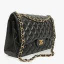 Chanel Jumbo Classic Double Flap Bag Black Quilted Lambskin With Golden-Tone Hardware