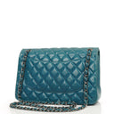 Chanel Classic Jumbo Double Flap Bag Blue Quilted Lambskin With Silver-Tone Hardware