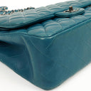 Chanel Classic Jumbo Double Flap Bag Blue Quilted Lambskin With Silver-Tone Hardware