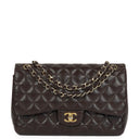 Chanel Jumbo Classic Double Flap Bag In Brown Quilted Lambskin And Gold-Plated Hardware