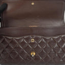 Chanel Jumbo Classic Double Flap Bag In Brown Quilted Lambskin And Gold-Plated Hardware