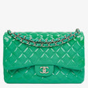 Chanel Jumbo Classic Double Flap Bag Turquoise Quilted Patent Leather With Silver-Tone Hardware