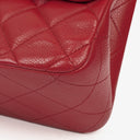 Chanel Jumbo Classic Red Caviar Quilted Leather Double Flap Bag With Silver - Tone Hardware