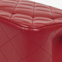 Chanel Jumbo Classic Red Caviar Quilted Leather Double Flap Bag With Silver - Tone Hardware