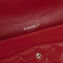 Chanel Jumbo Classic Red Caviar Quilted Leather Double Flap Bag With Silver - Tone Hardware