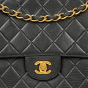 Chanel Jumbo Classic Single Flap Bag Black Quilted Lambskin 24K Gold-Plated Hardware