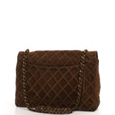 Chanel Jumbo Classic Single Flap Bag Brown Quilted Suede With Aged Gold Hardware