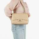 Chanel Jumbo Classic Single Flap Bag Quilted Lambskin Silver -Toned Hardware