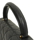 Chanel Kelly Black Quilted Caviar Leather Top Handle Bag With 24K Gold-Plated Hardware, 1996-1997