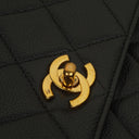 Chanel Kelly Black Quilted Caviar Leather Top Handle Bag With 24K Gold-Plated Hardware, 1996-1997