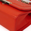 Chanel Label Click Flap Red in Quilted Calfskin With Gold-Tone Hardware