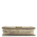 Chanel Large Boy 2013 Metiers D’Art Neutral Quilted Distressed Suede Flap Bag With Aged Gold Hardware